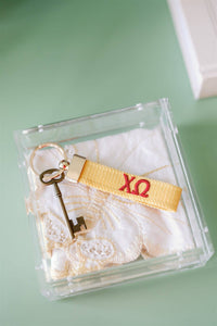 Gracefully Made Art - Chi Omega Embroidered Keychain, Sorority