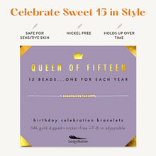 Lucky Feather - 15th Milestone Birthday Bracelet - A Bead for Each Year: Yellow Gold