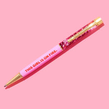 Taylor Elliott Designs - *ON SALE* Pen - "This Girl is on Fire" -Pink w/Pink Confetti