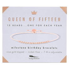 Lucky Feather - 15th Milestone Birthday Bracelet - A Bead for Each Year: Yellow Gold