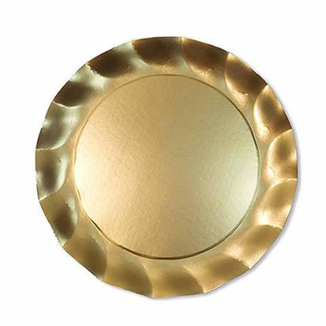 Sophistiplate - Satin Gold Wavy Paper Salad Plates/8pk