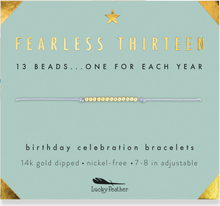 Lucky Feather - 13th Milestone Birthday Bracelet -  A Bead for Each Year: Yellow Gold