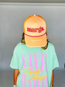 Poppy & Pine - Margs Trucker Hat /QUICK SHIP: Neon Pink - yellow/green thread