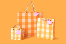 Gift Bags - Orange Gingham - Large