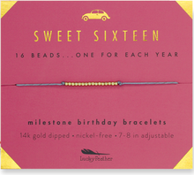 Lucky Feather - 16th Milestone Birthday Bracelet - A Bead for Each Year: Yellow Gold