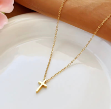 Faith & Life Christian Brands - NEW! Waterproof Dainty Floating Cross Necklace: Gold