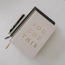 Sweet Water Decor - You Got This - Tan and Gold Foil Fabric Journal