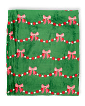 The Royal Standard - Bow Garland Throw   Green/Pink   50x60