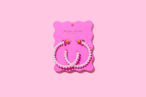 Hoop Earrings - Large - Gold-Plated w/ Pearls - Charlotte
