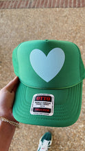 La Fête Goods - Happy Heart Trucker Hat: Olive + pink