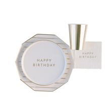Bonjour Fête - WHITE & GOLD SIGNATURE HAPPY BIRTHDAY COCKTAIL NAPKINS