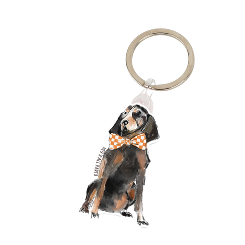 Hound Dog Wearing a Bow Tie Acrylic Keychain keychains 