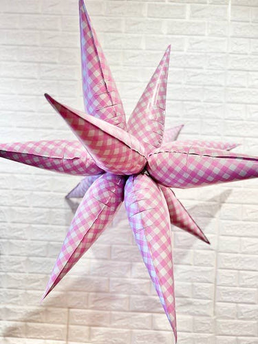 Burst Party Co - Pink Gingham Starburst Balloon 40