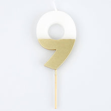 Meri Meri - Gold Dipped Number Candles 0-9: 9