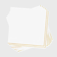 Luxe Party - White with Gold Stripe Paper Cocktail Napkins | 20 Napkins: 20 Beverage Napkins - 5" x 5"