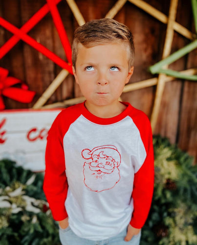 Santa on Red Raglan