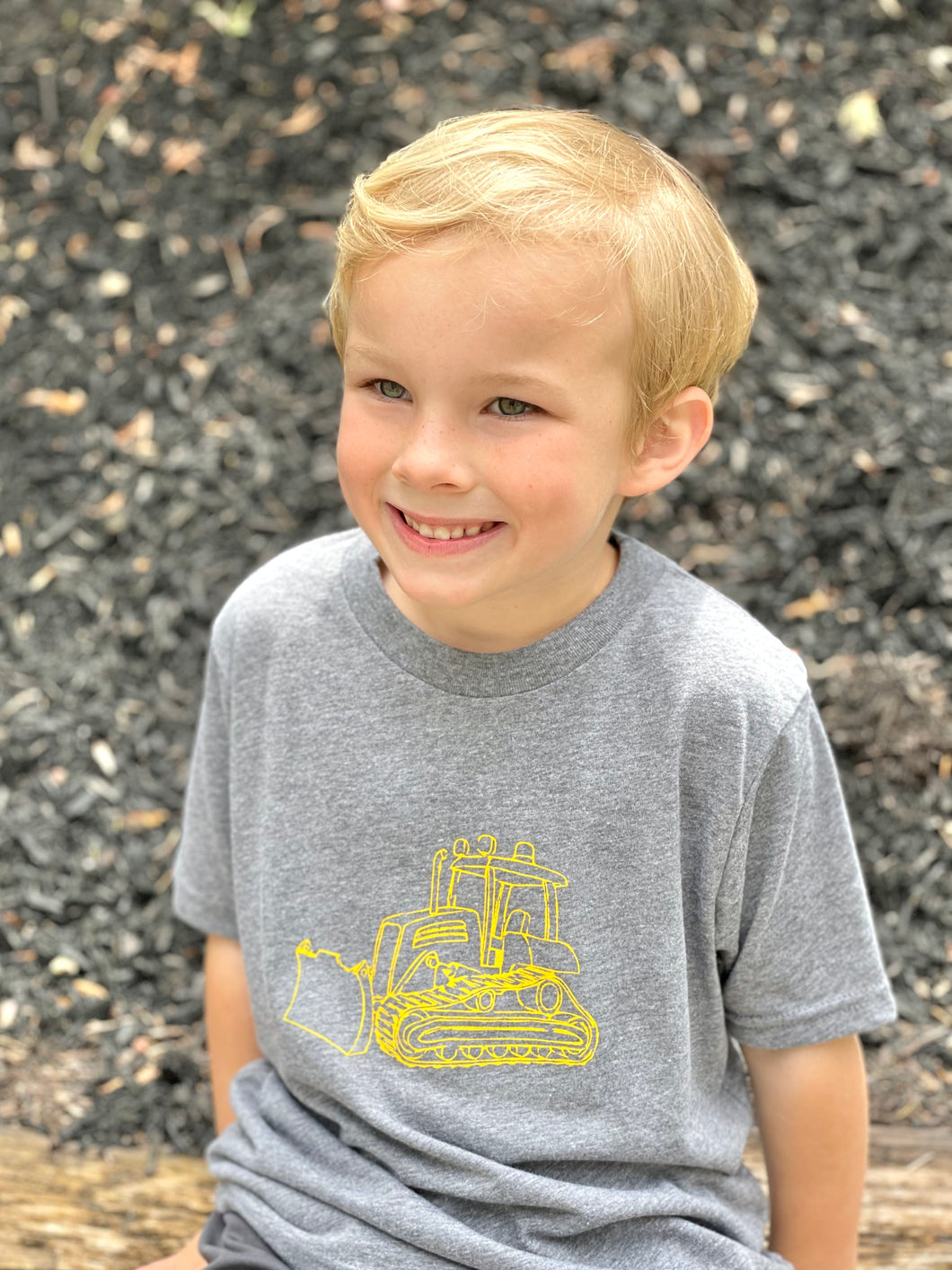 Bulldozer on Gray Short Sleeve