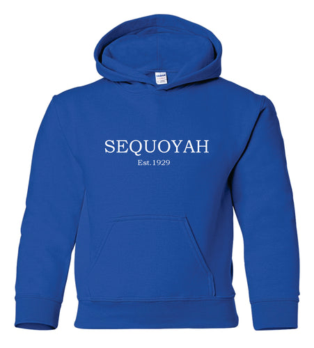 Sequoyah Established 1929 on blue hoodie