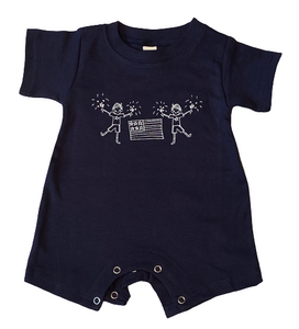 Firework Boy on Navy Romper