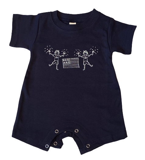 Firework Boy on Navy Romper