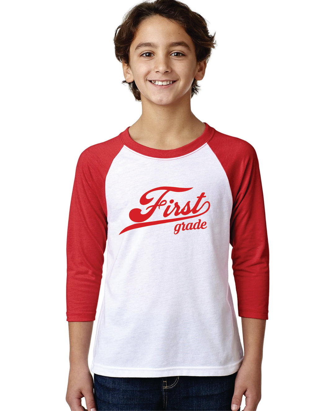 First Grade on Red Raglan