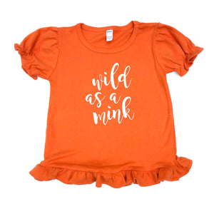 Orange Wild as a Mink Ruffle — bright and durable children's clothes, with love from Tennessee!