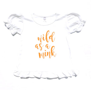 Wild as a Mink White Ruffle — bright and durable children's clothes, with love from Tennessee!