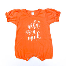 Wild as a Mink Orange Romper — bright and durable children's clothes, with love from Tennessee!