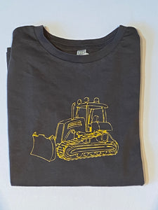 Bulldozer in Yellow on Charcoal Long Sleeve