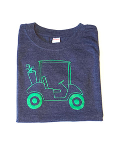 Golf Cart on Heather Navy Short Sleeve