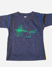 Fly Fishing Lure on Heather Navy Short Sleeve