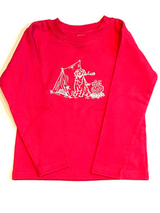 Camping Dog on Fuchsia Long Sleeve