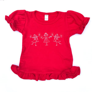 Patriotic Girls on Red Ruffle Shirts — bright and durable children's clothes, with love from Tennessee!