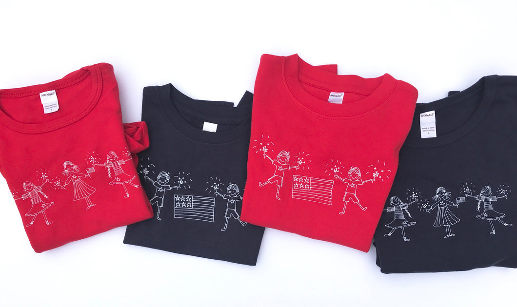 Firework Girl on Navy Short Sleeve