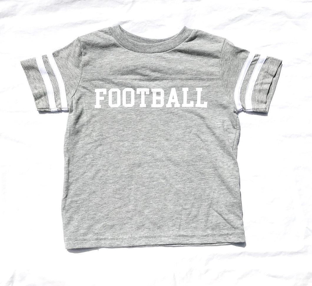 Ringer FOOTBALL in Heather Grey — bright and durable children's clothes, with love from Tennessee!