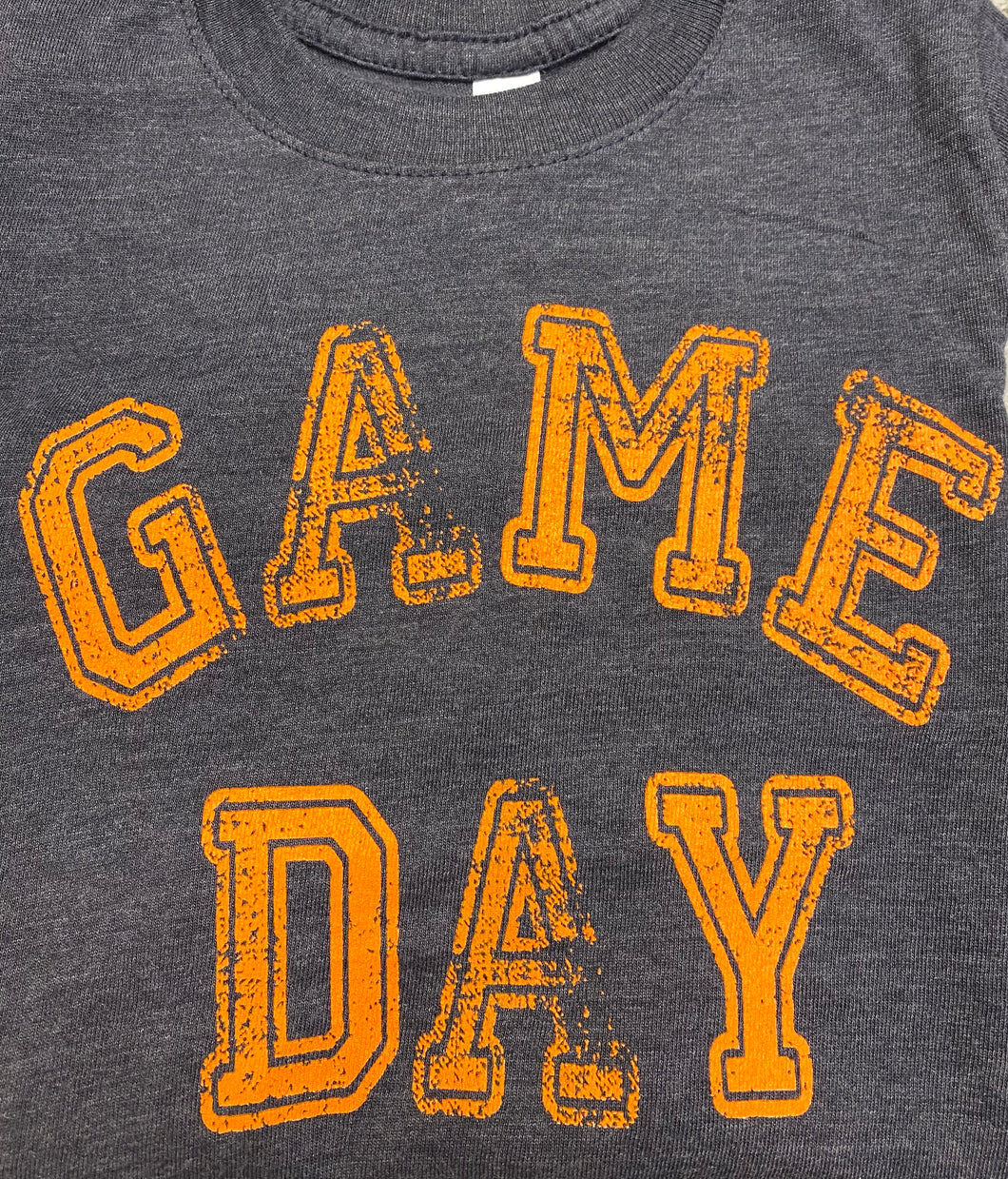 Game Day on Charcoal Short Sleeve with Orange print- Youth