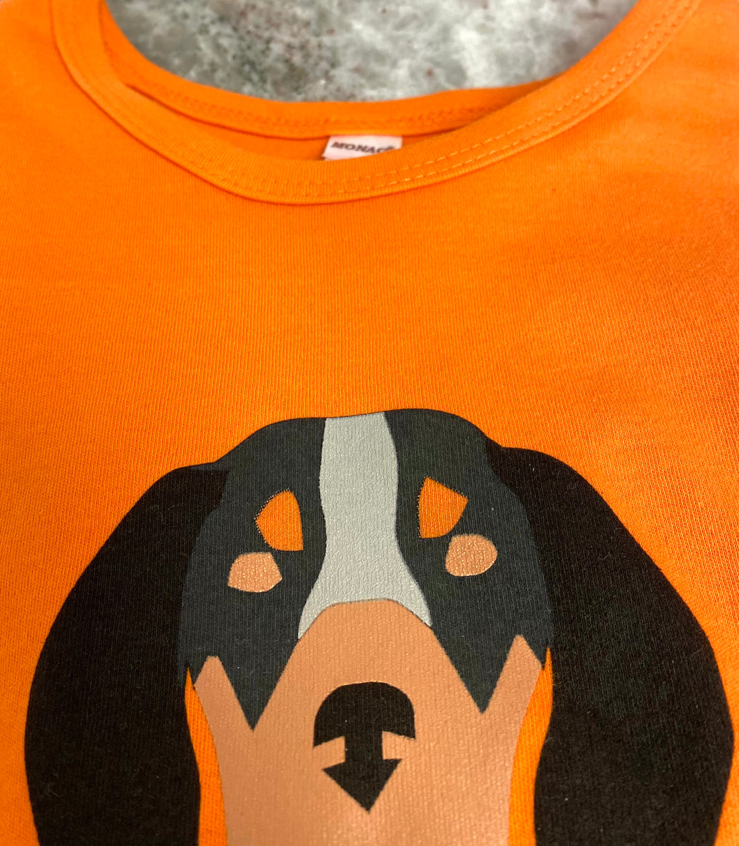 Hound Dog on Orange Long Sleeve