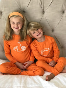 Cheer Girl PJ's on Orange — bright and durable children's clothes, with love from Tennessee!