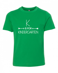K is for Kindergarten on Green — bright and durable children's clothes, with love from Tennessee!