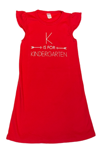 K is for Kindergarten Red Flutter Sleeve Dress