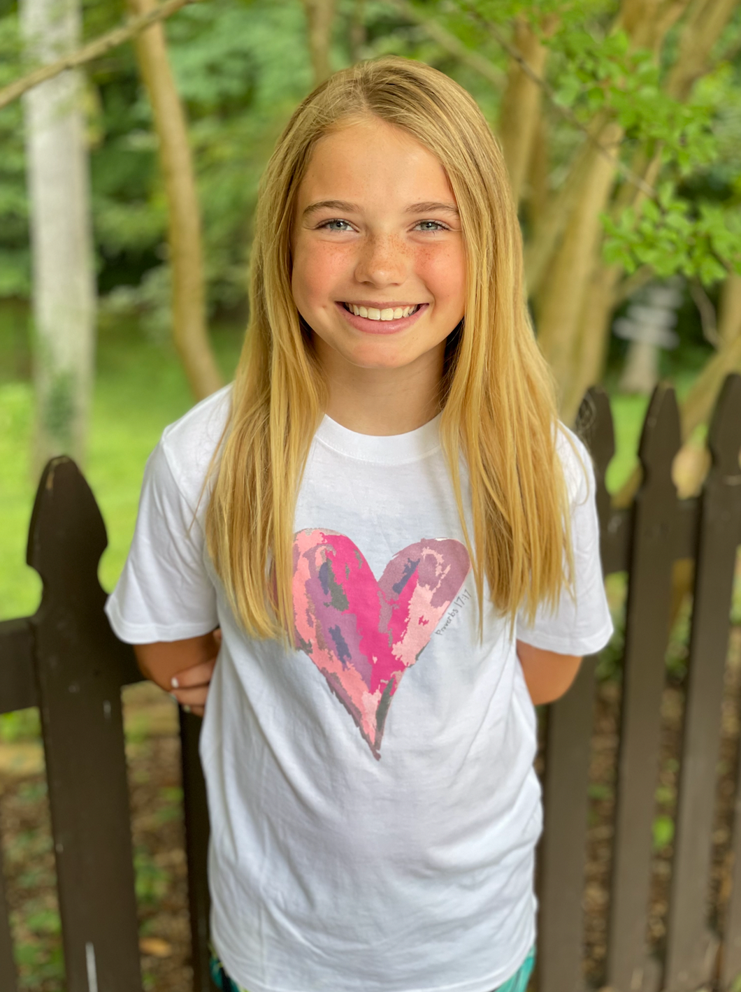 Watercolor Heart on White Short Sleeve