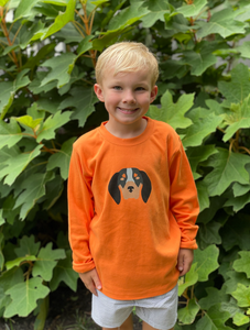Hound Dog on Orange Long Sleeve
