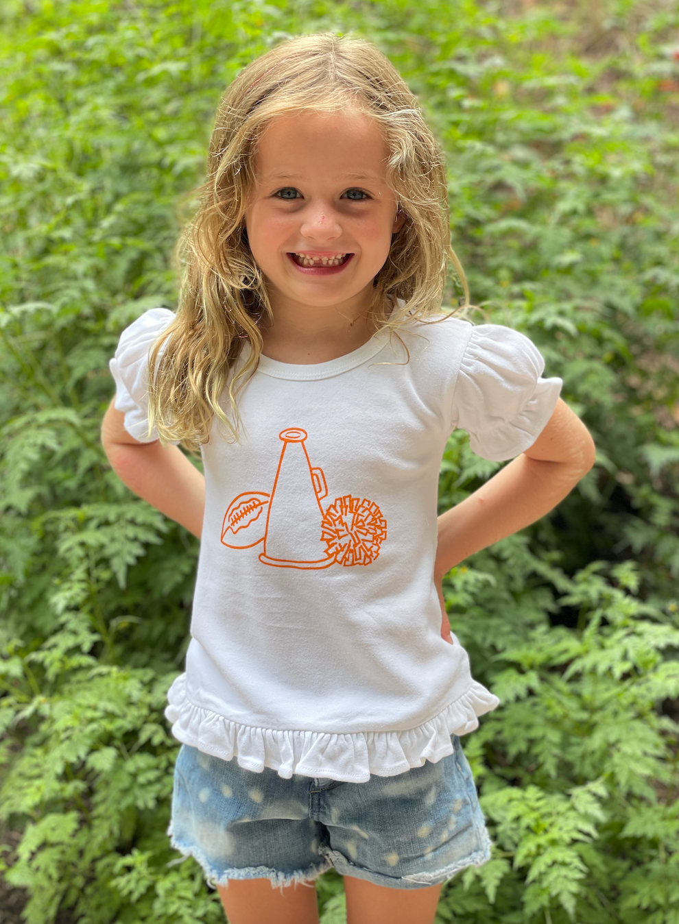 Cheer Gear on White Short Sleeve Ruffle