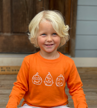 Spookly Pumpkins on Black Ruffle Long Sleeve