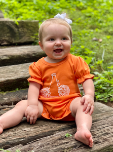Cheerleader on Orange Ruffle Romper