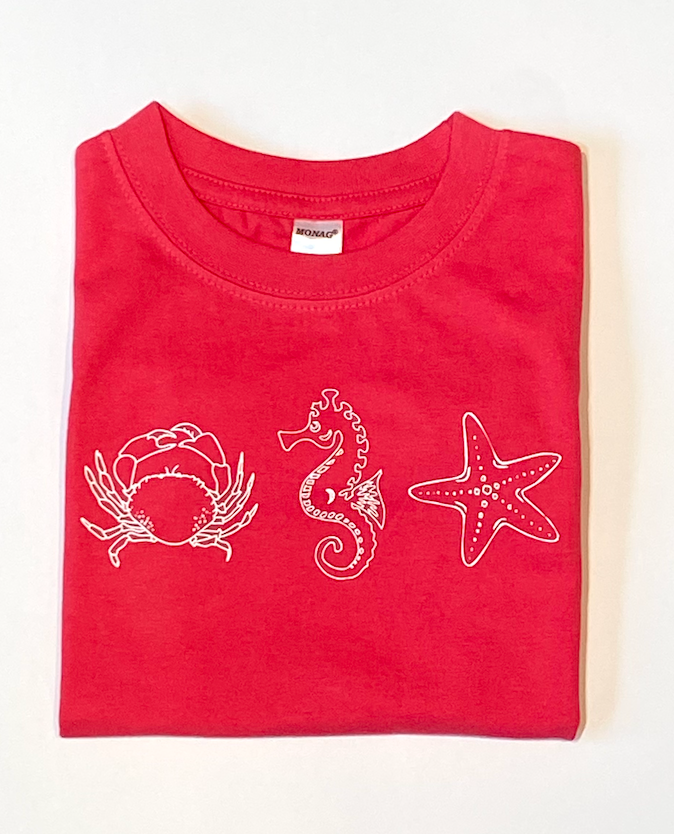 Beach Trio Shirt on Pink Short Sleeve