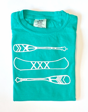 Canoe and Oars on Island Green Short Sleeve