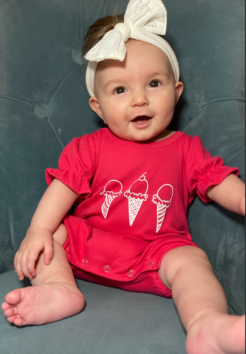 Ice Cream Cone Trio on Fuchsia Ruffle Romper