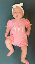 Ice Cream Cone Trio on Pink Ruffle Romper