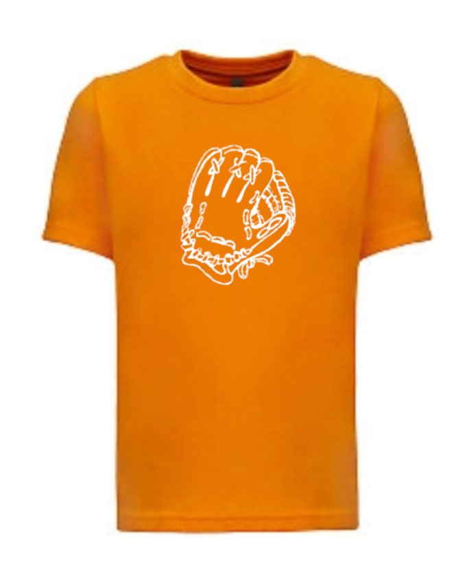 Baseball Glove on Orange Short Sleeve